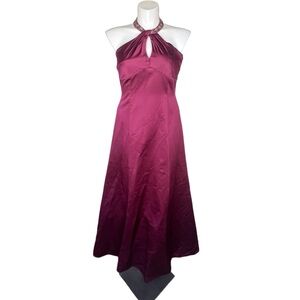 DAVID'S BRIDAL Burgundy Size:12 Rhinestone Neck Collar Open back Gown